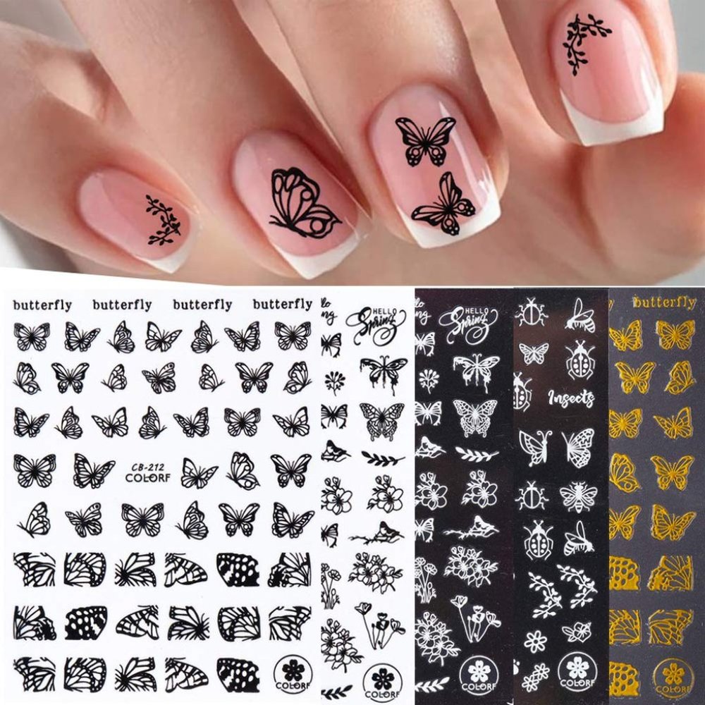 Butterfly Nail Stickers Nail Art Design DIY Decal Pink - US Stock